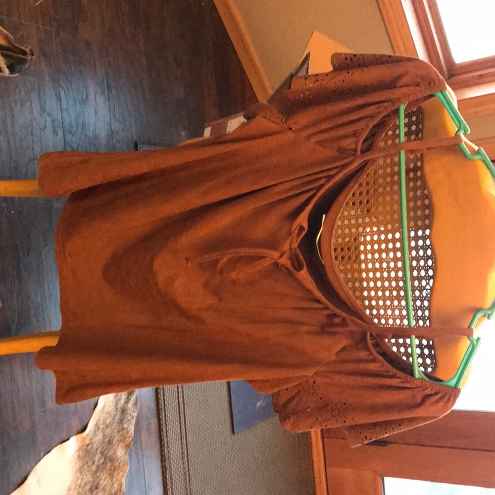 Brown suede Maurice’s top